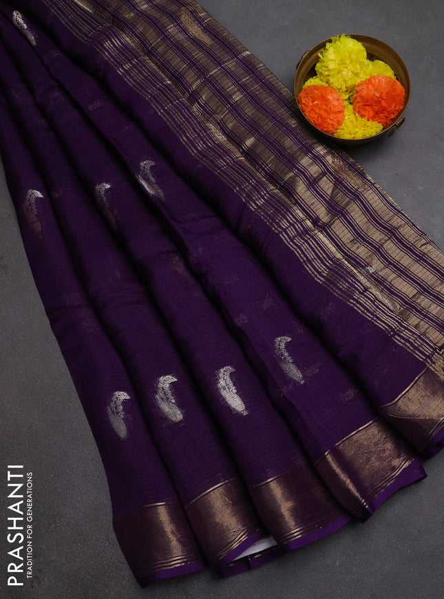 Art kota silk saree violet with thread & zari woven buttas and zari woven border