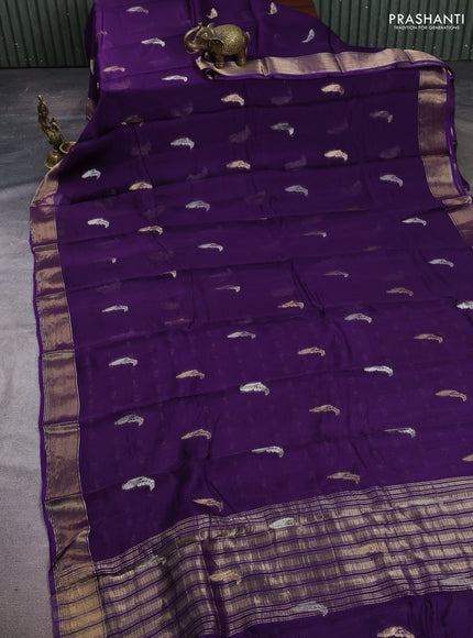 Art kota silk saree violet with thread & zari woven buttas and zari woven border