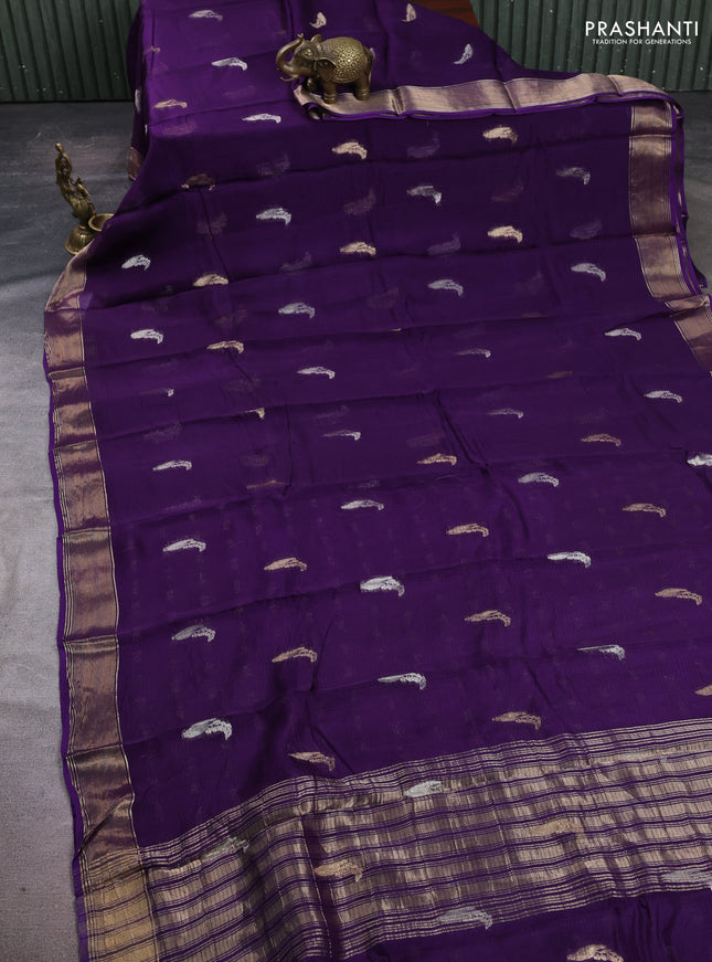 Art kota silk saree violet with thread & zari woven buttas and zari woven border