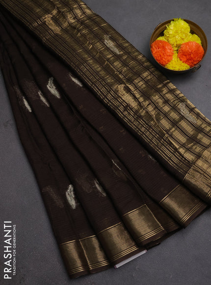 Art kota silk saree coffee brown with thread & zari woven buttas and zari woven border