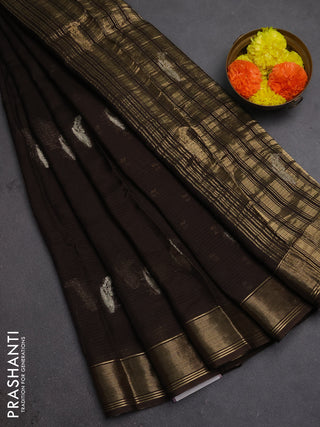 Art kota silk saree coffee brown with thread & zari woven buttas and zari woven border