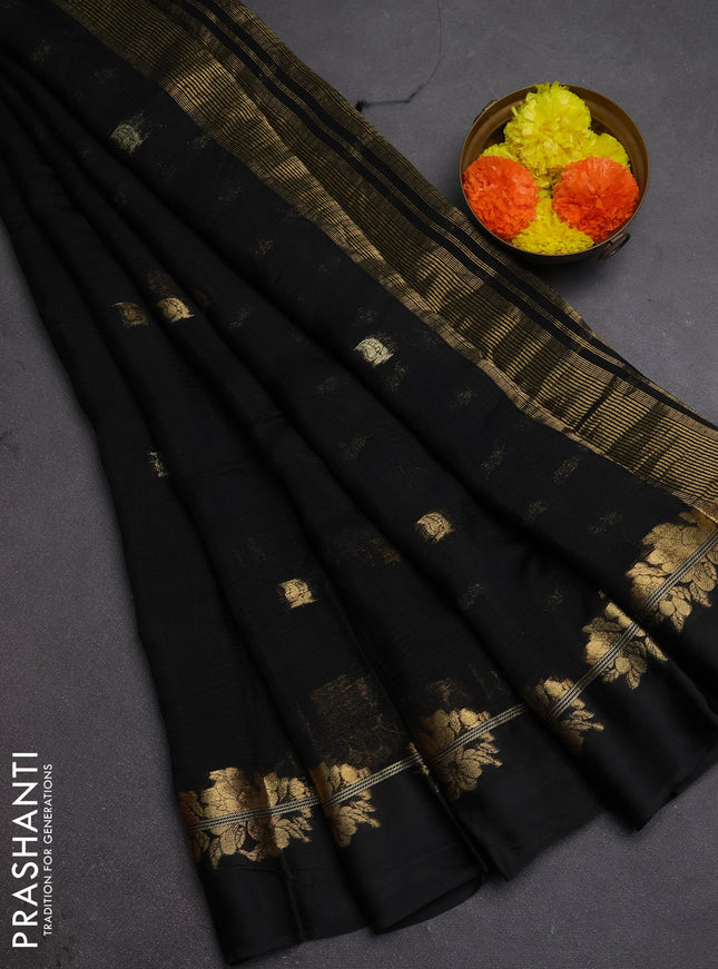 Art kota silk saree black with allover thread & zari woven buttas and zari woven border