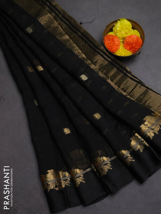 Art kota silk saree black with allover thread & zari woven buttas and zari woven border