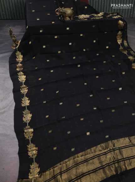 Art kota silk saree black with allover thread & zari woven buttas and zari woven border