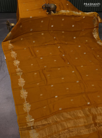 Art kota silk saree mustard yellow with allover thread & zari woven buttas and zari woven border