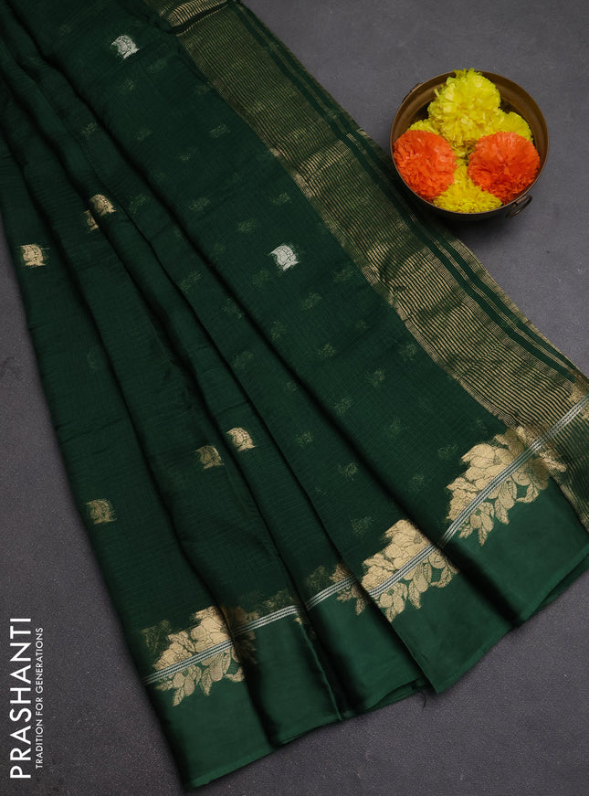 Art kota silk saree green with allover thread & zari woven buttas and zari woven border