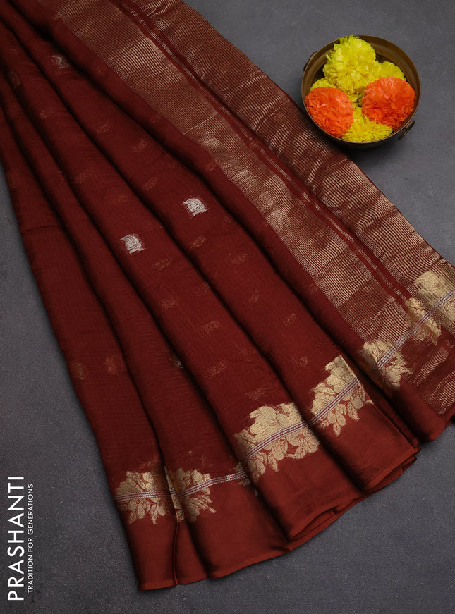 Art kota silk saree rust shade with allover thread & zari woven buttas and zari woven border