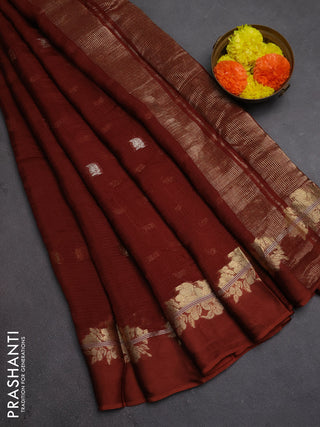 Art kota silk saree rust shade with allover thread & zari woven buttas and zari woven border