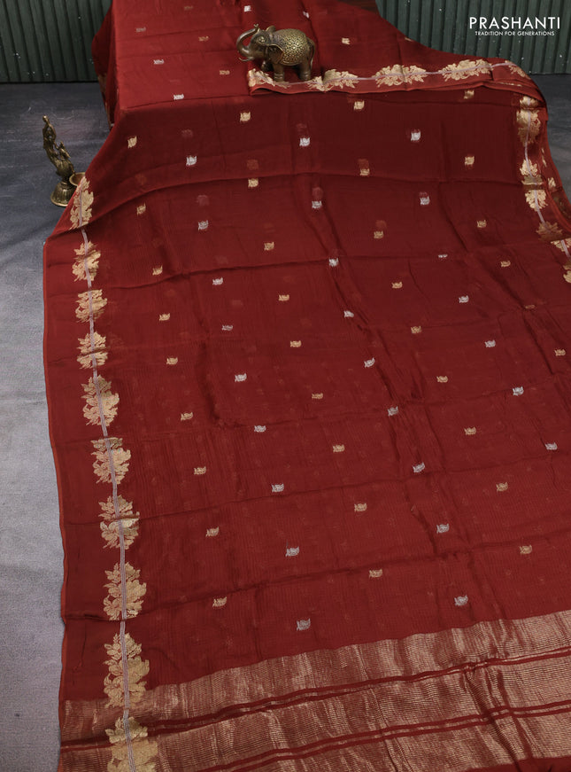 Art kota silk saree rust shade with allover thread & zari woven buttas and zari woven border