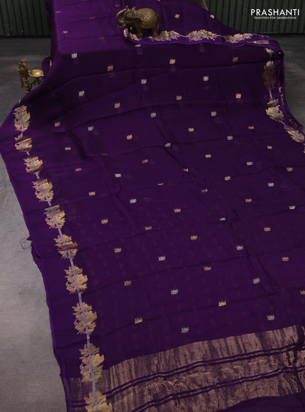Art kota silk saree violet with allover thread & zari woven buttas and zari woven border