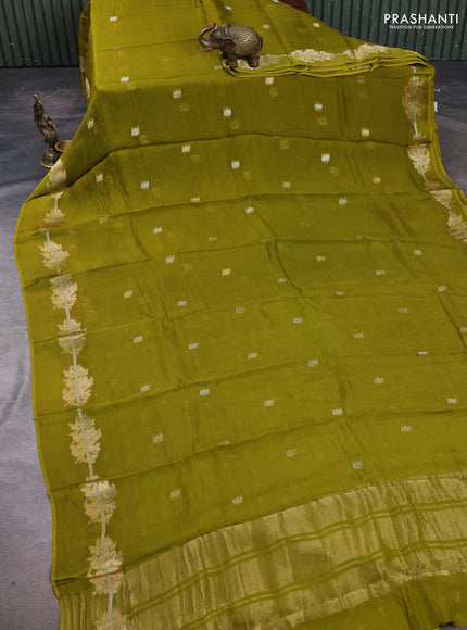 Art kota silk saree light green with allover thread & zari woven buttas and zari woven border