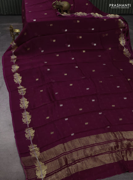 Art kota silk saree purple with allover thread & zari woven buttas and zari woven border