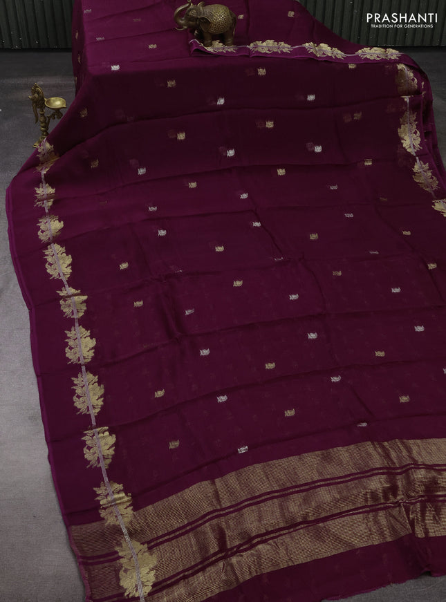 Art kota silk saree purple with allover thread & zari woven buttas and zari woven border