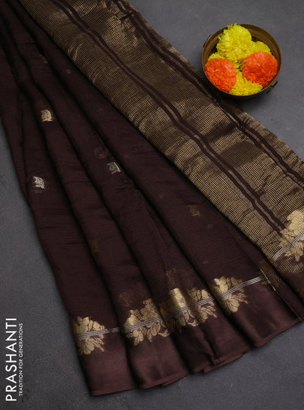 Art kota silk saree coffee brown with allover thread & zari woven buttas and zari woven border
