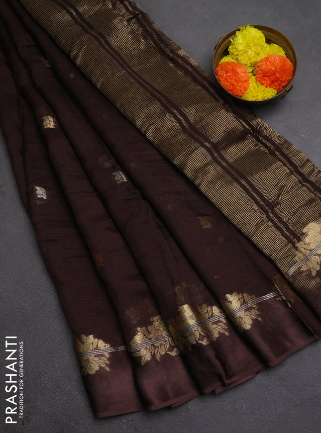 Art kota silk saree coffee brown with allover thread & zari woven buttas and zari woven border