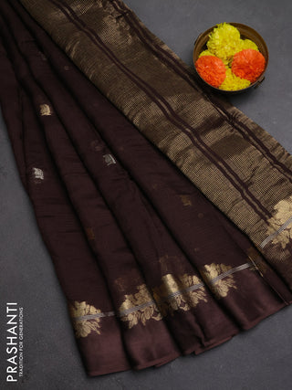 Art kota silk saree coffee brown with allover thread & zari woven buttas and zari woven border