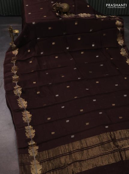 Art kota silk saree coffee brown with allover thread & zari woven buttas and zari woven border