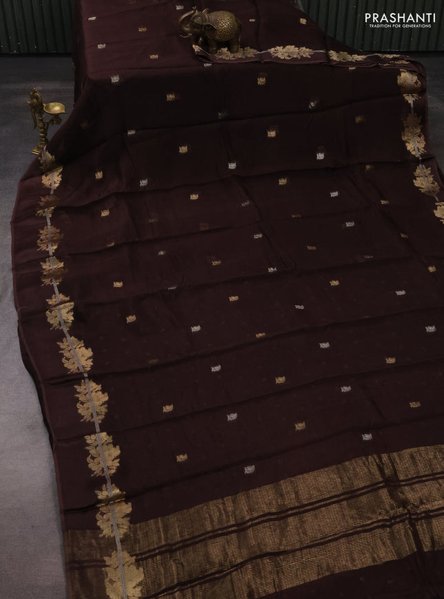 Art kota silk saree coffee brown with allover thread & zari woven buttas and zari woven border