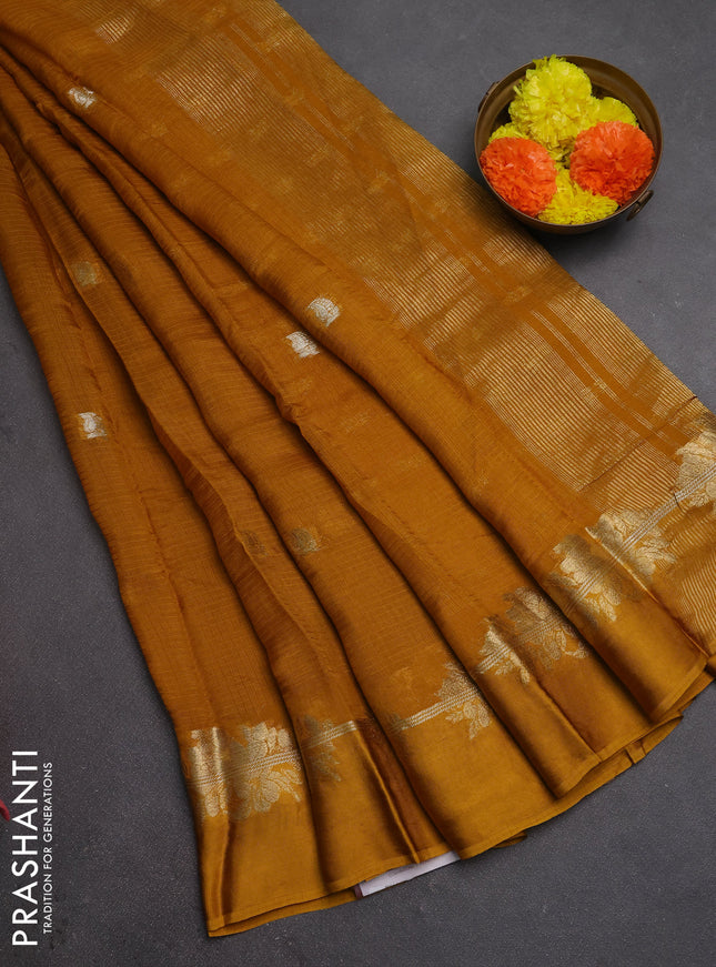 Art kota silk saree mustard yellow with allover thread & zari woven buttas and zari woven border