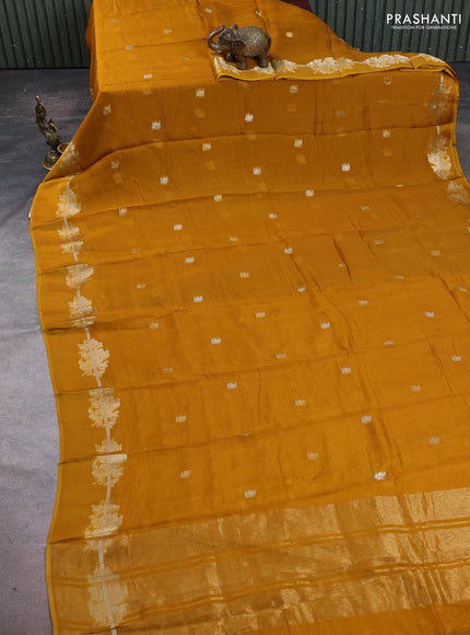 Art kota silk saree mustard yellow with allover thread & zari woven buttas and zari woven border