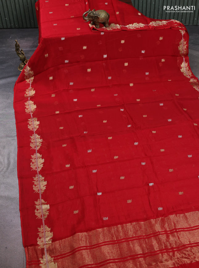 Art kota silk saree red with allover thread & zari woven buttas and zari woven border