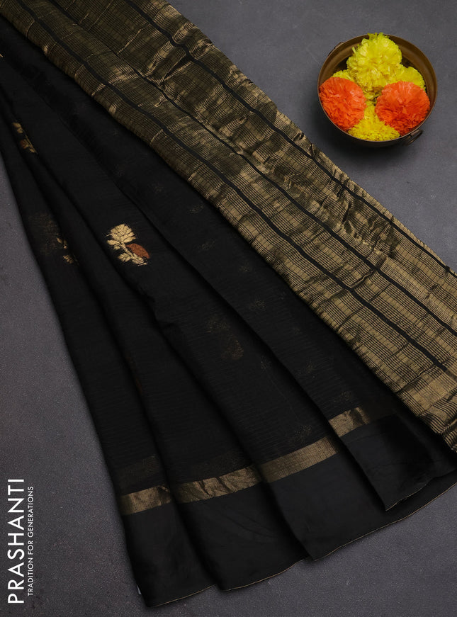 Art kota silk saree black with thread & zari woven buttas and zari woven simple border