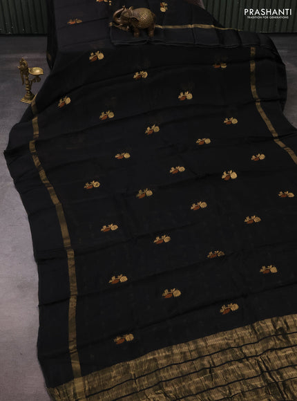 Art kota silk saree black with thread & zari woven buttas and zari woven simple border