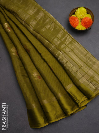 Art kota silk saree mehendi green with thread & zari woven buttas and zari woven simple border