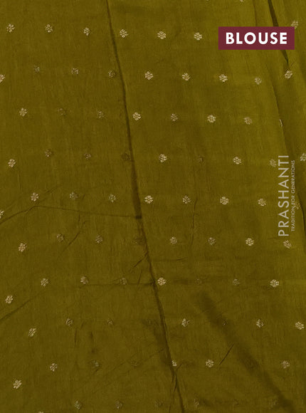 Art kota silk saree mehendi green with thread & zari woven buttas and zari woven simple border
