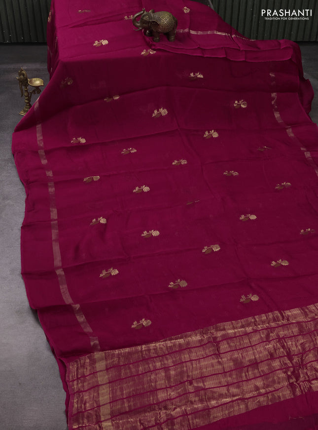 Art kota silk saree pink with thread & zari woven buttas and zari woven simple border