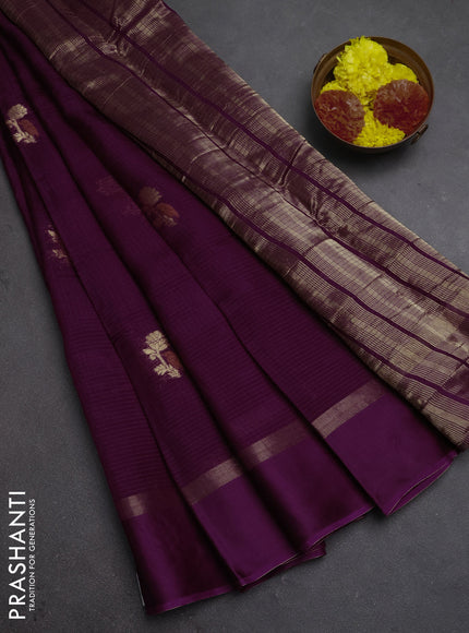 Art kota silk saree purple with thread & zari woven buttas and zari woven simple border