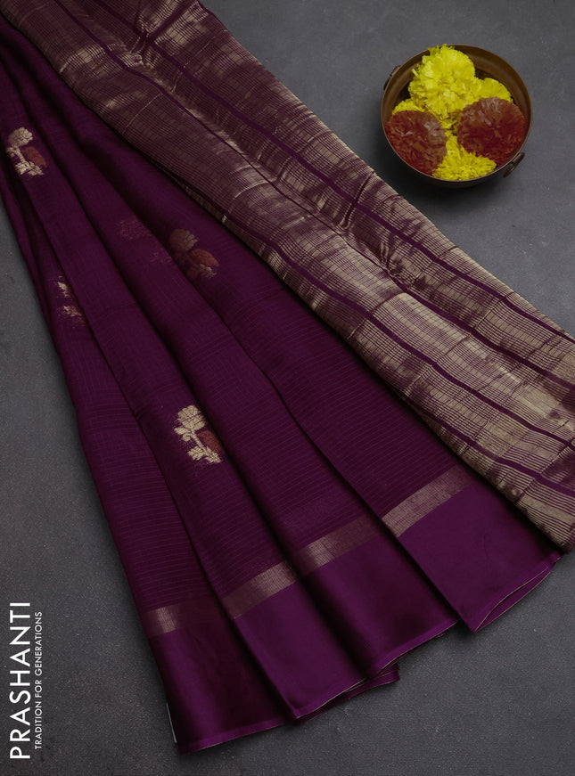 Art kota silk saree purple with thread & zari woven buttas and zari woven simple border