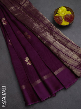 Art kota silk saree purple with thread & zari woven buttas and zari woven simple border