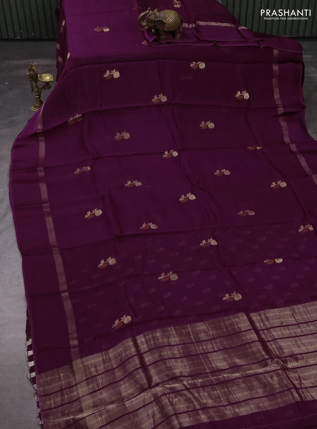 Art kota silk saree purple with thread & zari woven buttas and zari woven simple border