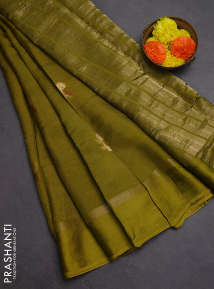 Art kota silk saree light green with thread & zari woven buttas and zari woven simple border
