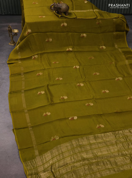 Art kota silk saree light green with thread & zari woven buttas and zari woven simple border