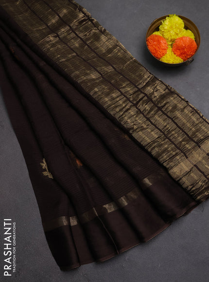 Art kota silk saree deep coffee brown with thread & zari woven buttas and zari woven simple border