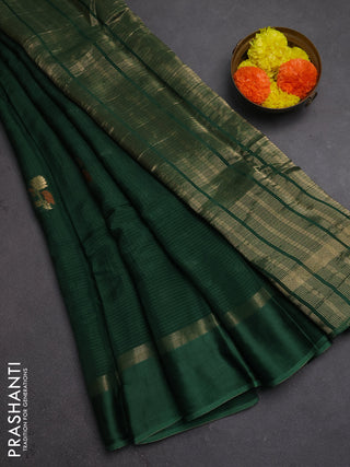 Art kota silk saree green with thread & zari woven buttas and zari woven simple border