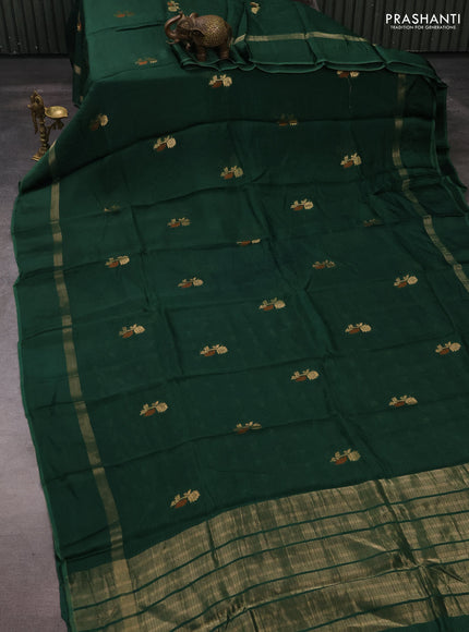 Art kota silk saree green with thread & zari woven buttas and zari woven simple border