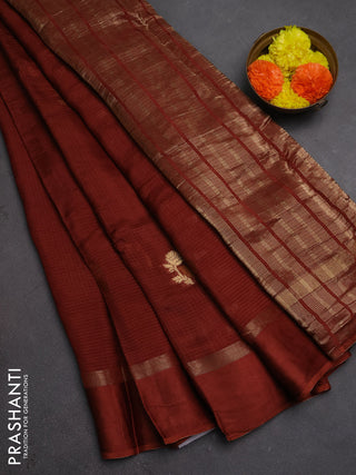 Art kota silk saree dark rustic orange with thread & zari woven buttas and zari woven simple border