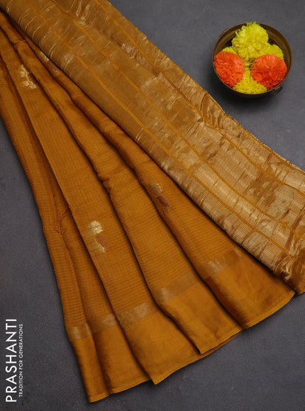 Art kota silk saree mustard yellow with thread & zari woven buttas and zari woven simple border