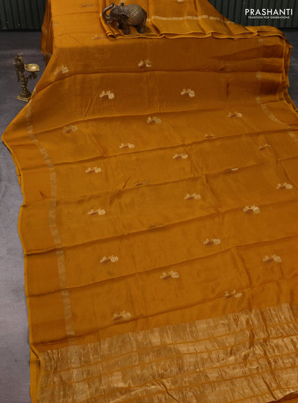Art kota silk saree mustard yellow with thread & zari woven buttas and zari woven simple border