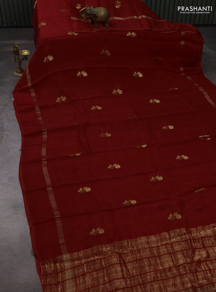 Art kota silk saree red with thread & zari woven buttas and zari woven simple border