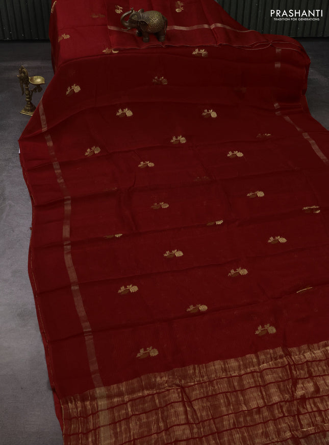 Art kota silk saree red with thread & zari woven buttas and zari woven simple border