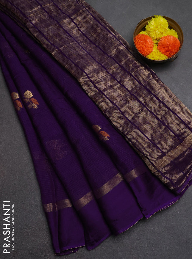 Art kota silk saree violet with thread & zari woven buttas and zari woven simple border