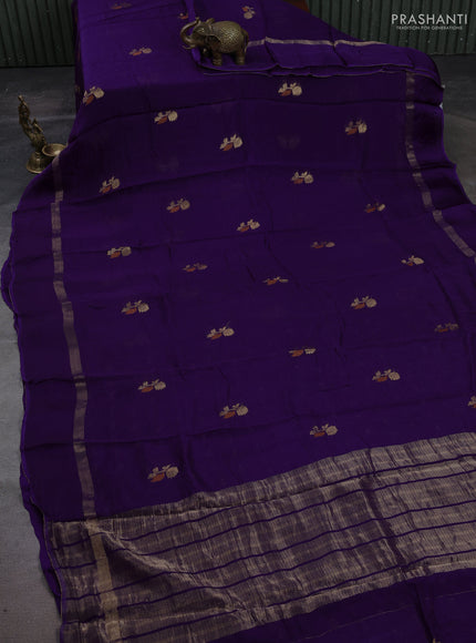 Art kota silk saree violet with thread & zari woven buttas and zari woven simple border