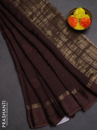 Art kota silk saree coffee brown with thread & zari woven buttas and zari woven simple border