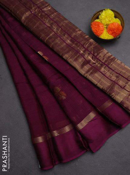 Art kota silk saree deep purple with thread & zari woven buttas and zari woven simple border