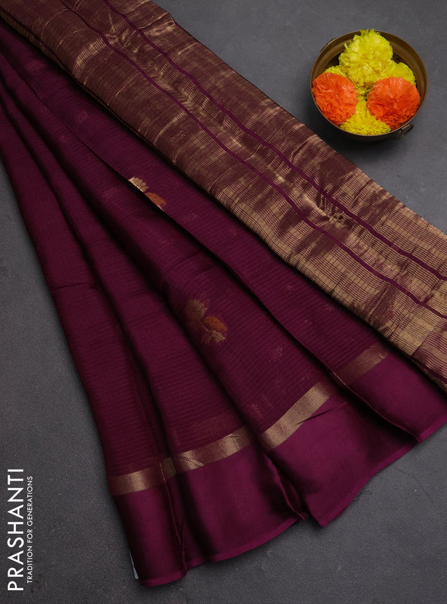 Art kota silk saree deep purple with thread & zari woven buttas and zari woven simple border