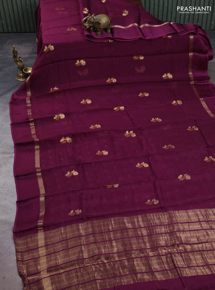 Art kota silk saree deep purple with thread & zari woven buttas and zari woven simple border